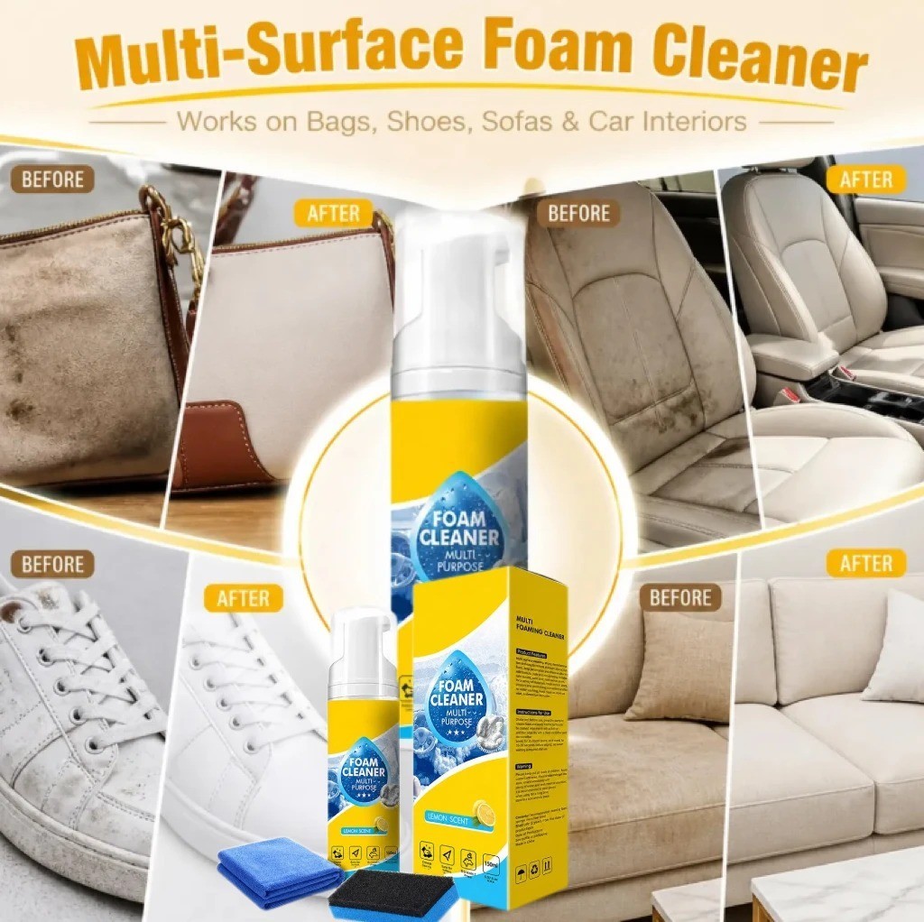 4-in-1 Multi-Enzyme Foam Cleaner, All-Purpose Spray 5oz with Sponge & Towel