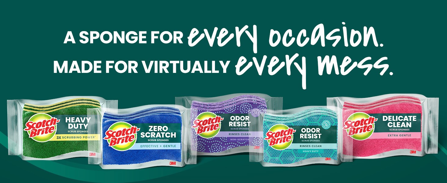 Scrub Dots Non-Scratch Scrub Sponge, Rinses Clean, for Washing Dishes and