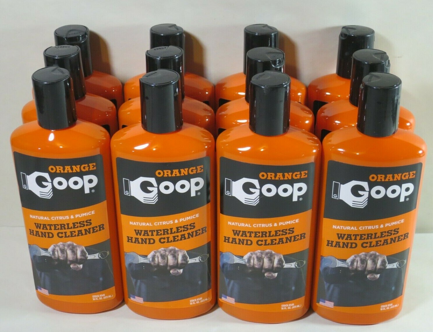 Orange Goop 549 Waterless Hand Cleaner w/Natural Citrus & Pumice 16oz Case of 12