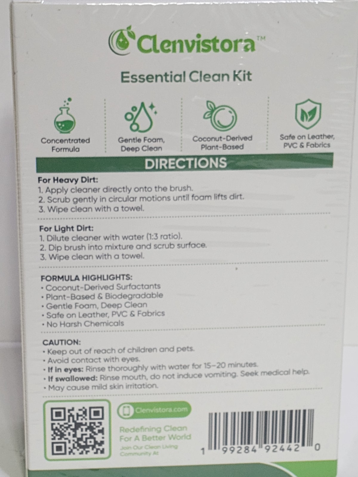Clenvistora Essential Clean Kit Plant-Based Deep Cleaner & Brush 4 fl oz / 118ml