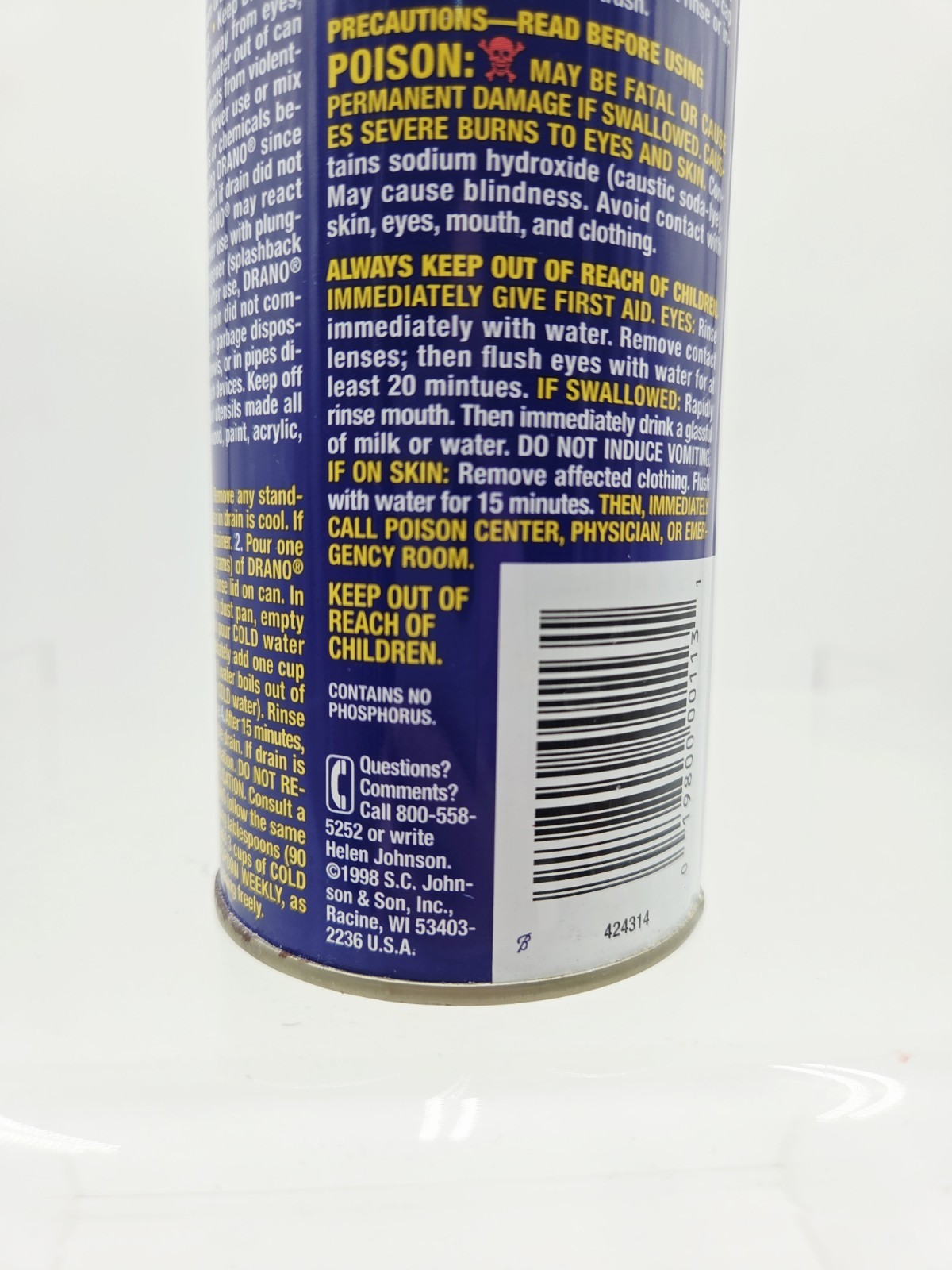Drano Crystals Clog Remover Kitchen Grease 50% Full 18oz 1998