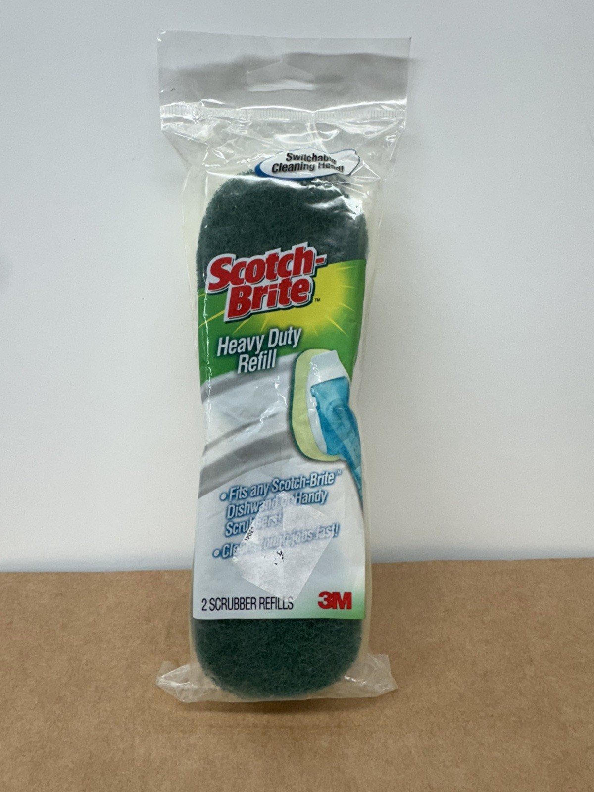 Scotch-Brite Heavy Duty Dishwand Refill 2 sponges in pack Yellow and Green New!