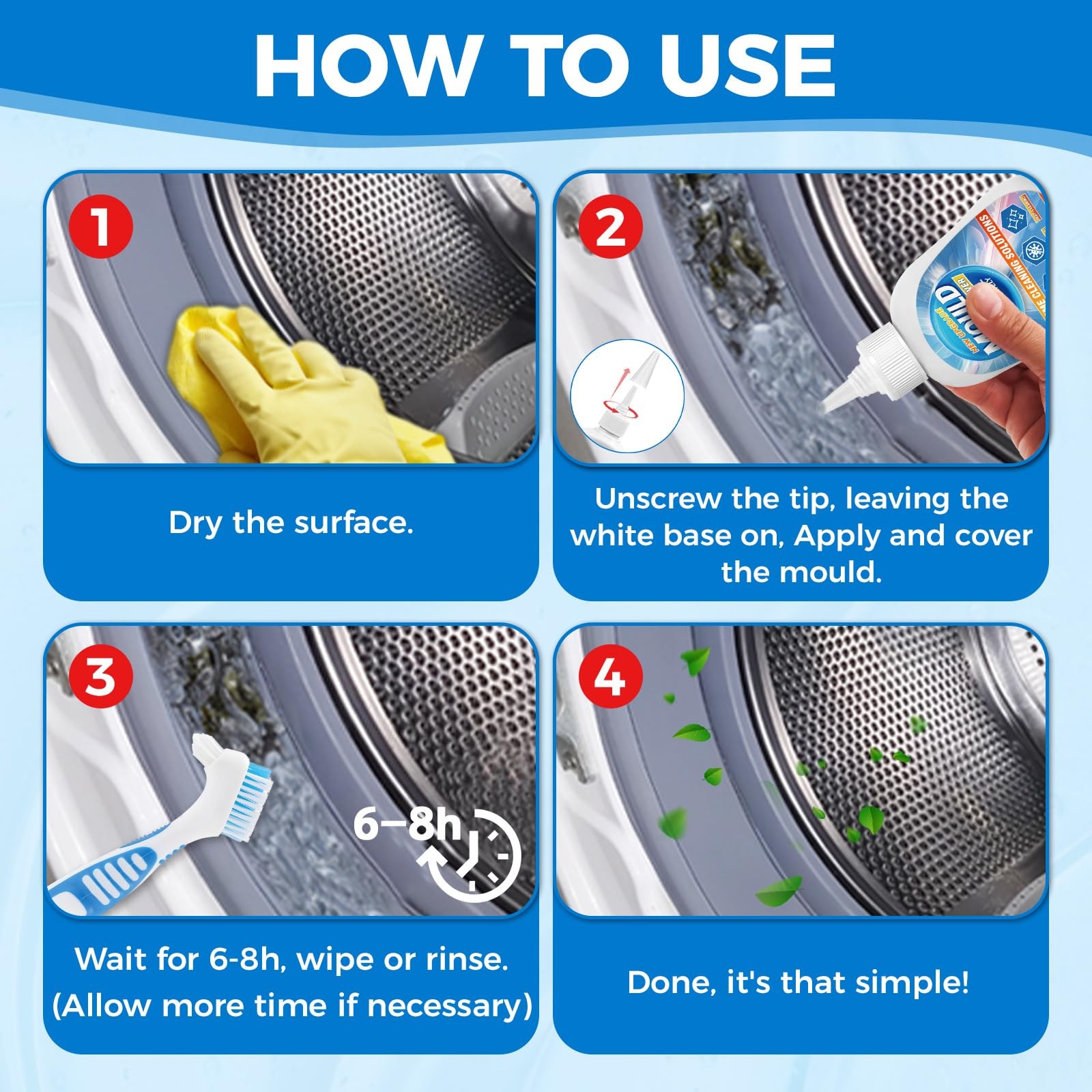 Mold Stain Remover Gel for Washing Machine & Bathroom 8 Fl Oz