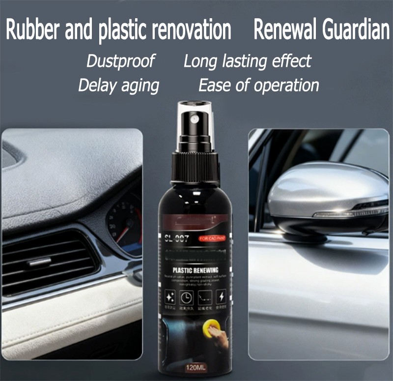 Car Plastic Restorer Spray 120ml Rubber & Trim Renewing Agent Black Restorer