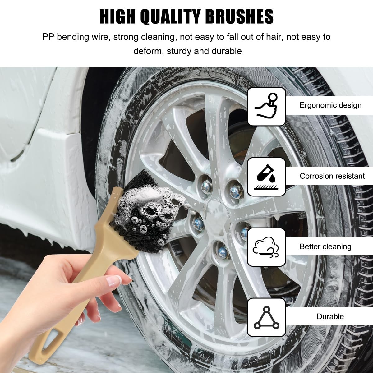 Car Carpet Cleaning Brush, 8.5-Inch Tire Cleaner Scrub Brushes with Stiff Bri…
