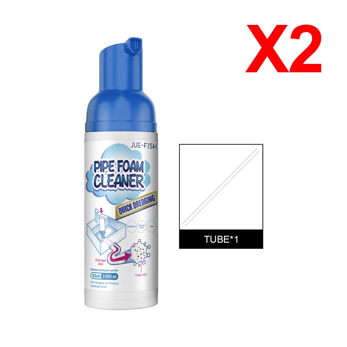 Foaming Drain Cleaner,For Bathroom Kitchen Sink Overflow Fast Clog Removal 60ml