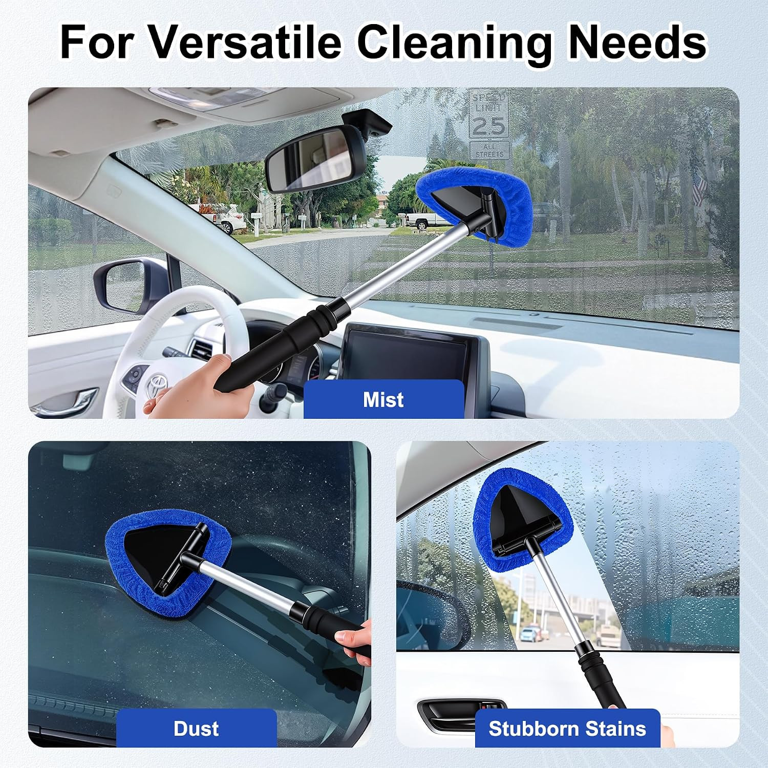 Windshield Cleaner Tool, Car Interior and Exterior Window Cleaning Kit with Exte