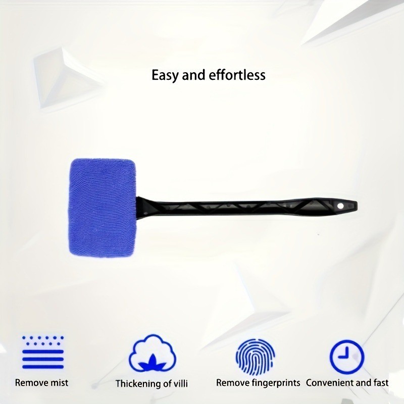 Car Windshield Cleaning Tool – 2 Reusable Microfiber Pads & 1 Flexible Handle