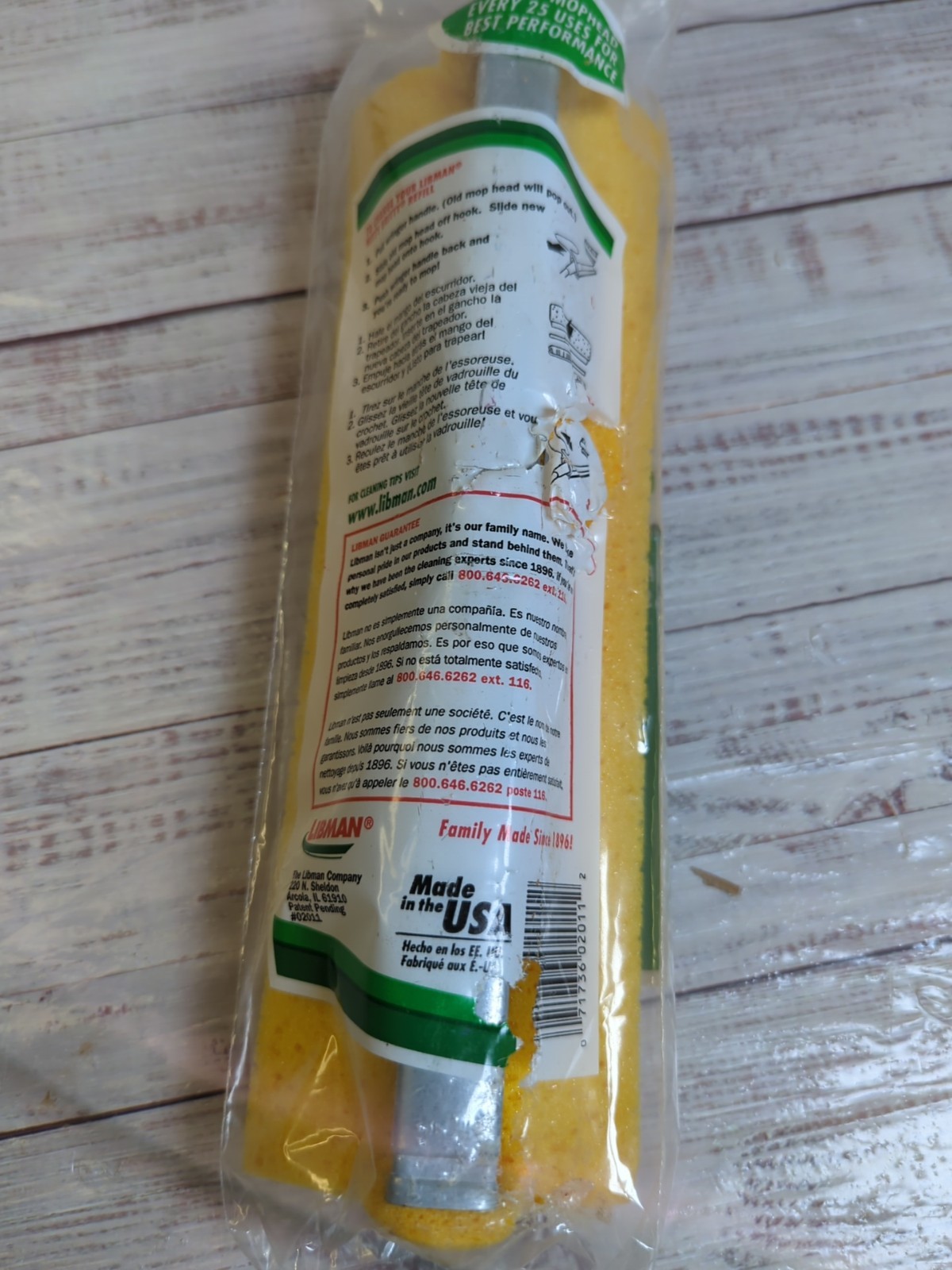 NIP Libman Nitty Gritty Roller Mop Refill 9” #02011 Made In USA