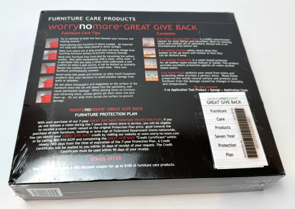 NEW Sealed Worry No More Products Furniture Care Kit NIB FREE SHIPPING!!