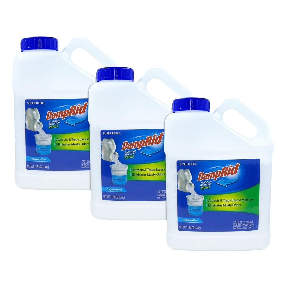 Super Refill DampRid 7.5lbs Moisture Absorber Fragrance Free Remove Odors 3-PACK