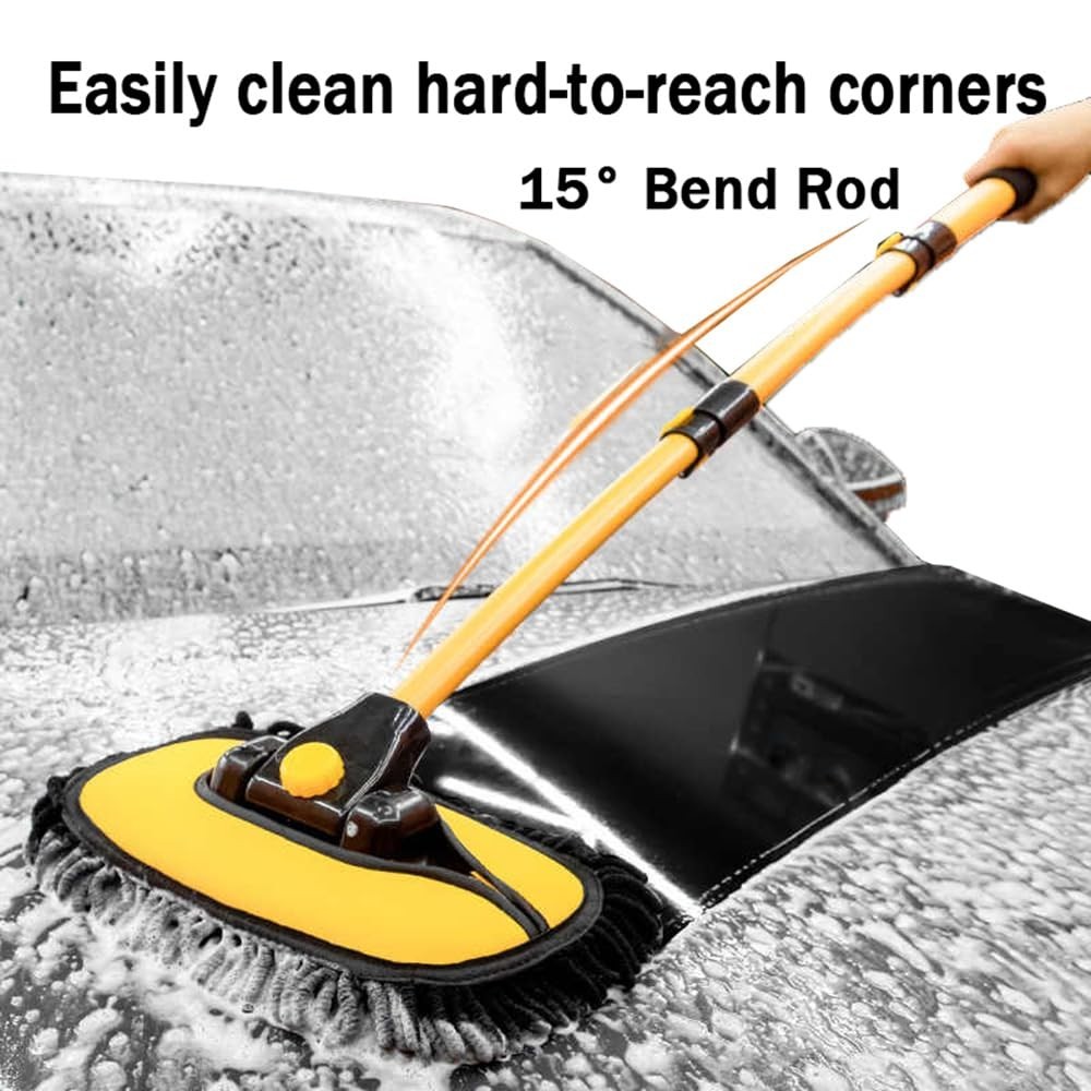Anngrowy 56″ Car Wash Brush Mop Kit Long Handle Cleaning Tools Mitt Sponge Duste