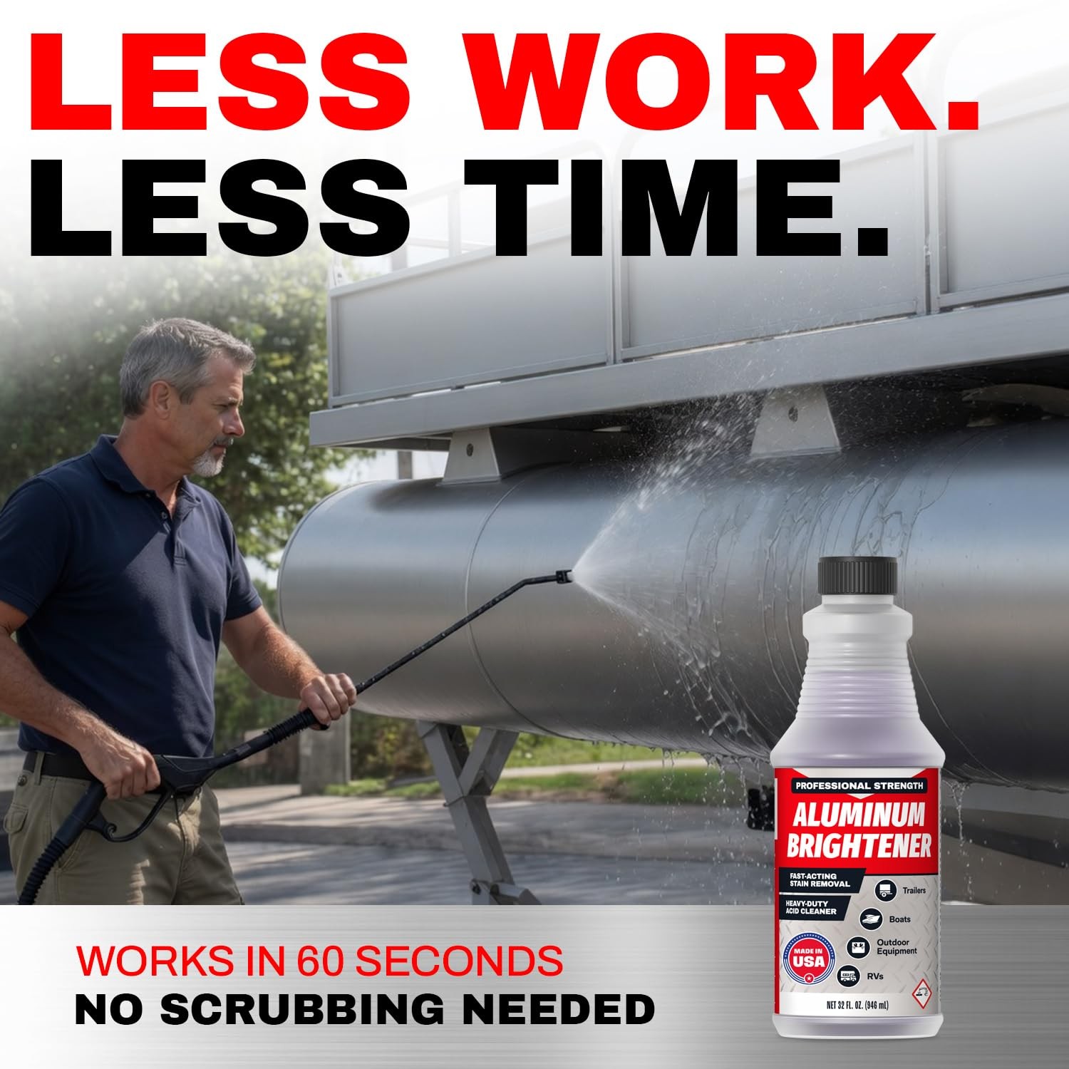 Aluminum Brightener & Cleaner Concentrate 32 oz Makes 4 Gal Boat RV Trailer