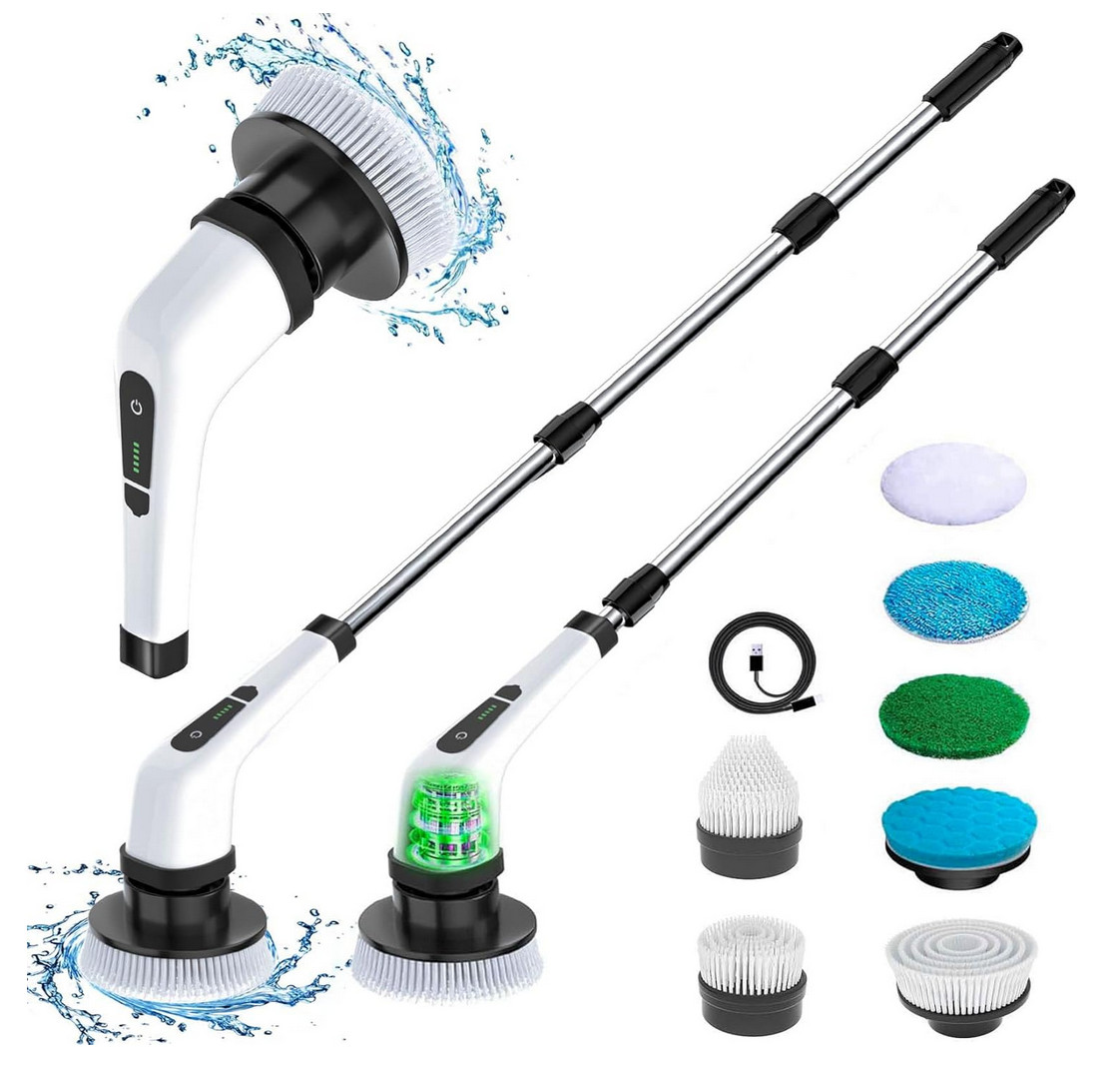 Electric Rechargeable Cordless Spin Scrubber 7 Head Car Cleaning Scrubtastic Mop