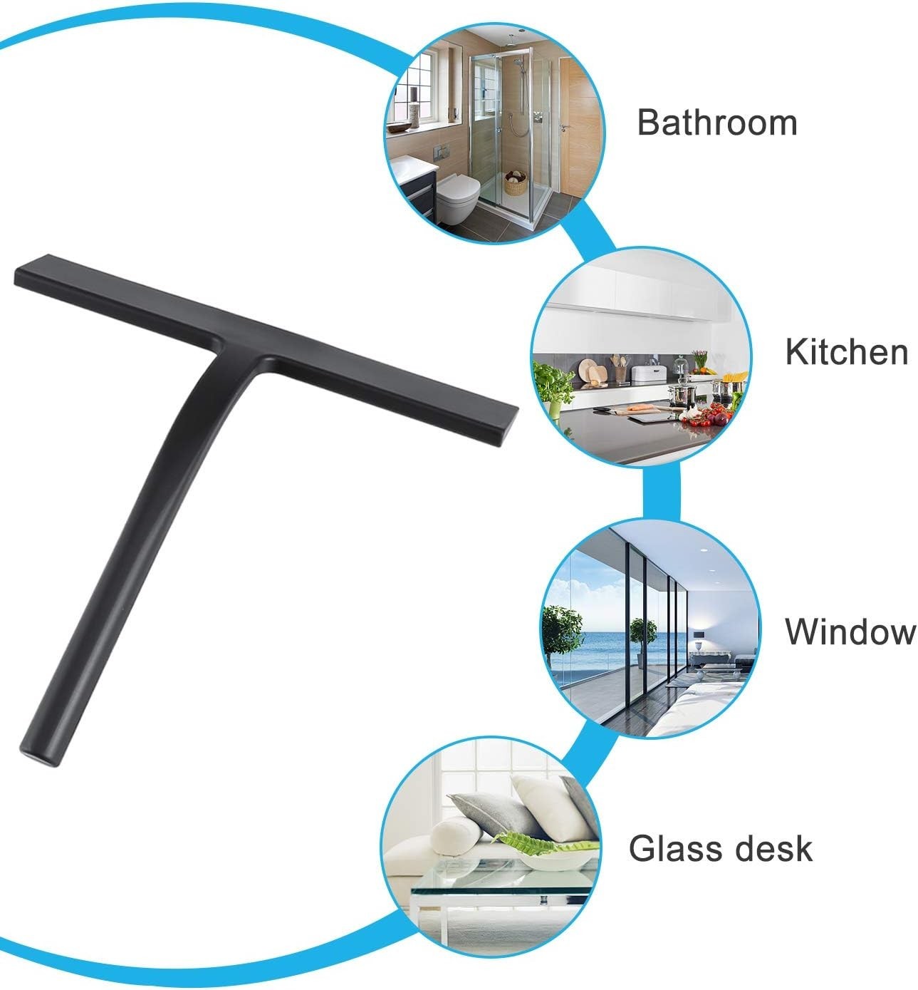 New Matte Black Silicone Squeegee Streak Free Cleaning Shower Squeegee (Pack 3)