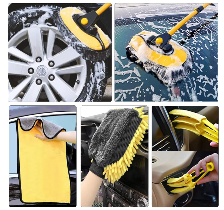 Cepillo lavado coche 55″ mango largo telescópico mop limpieza autos RV barco