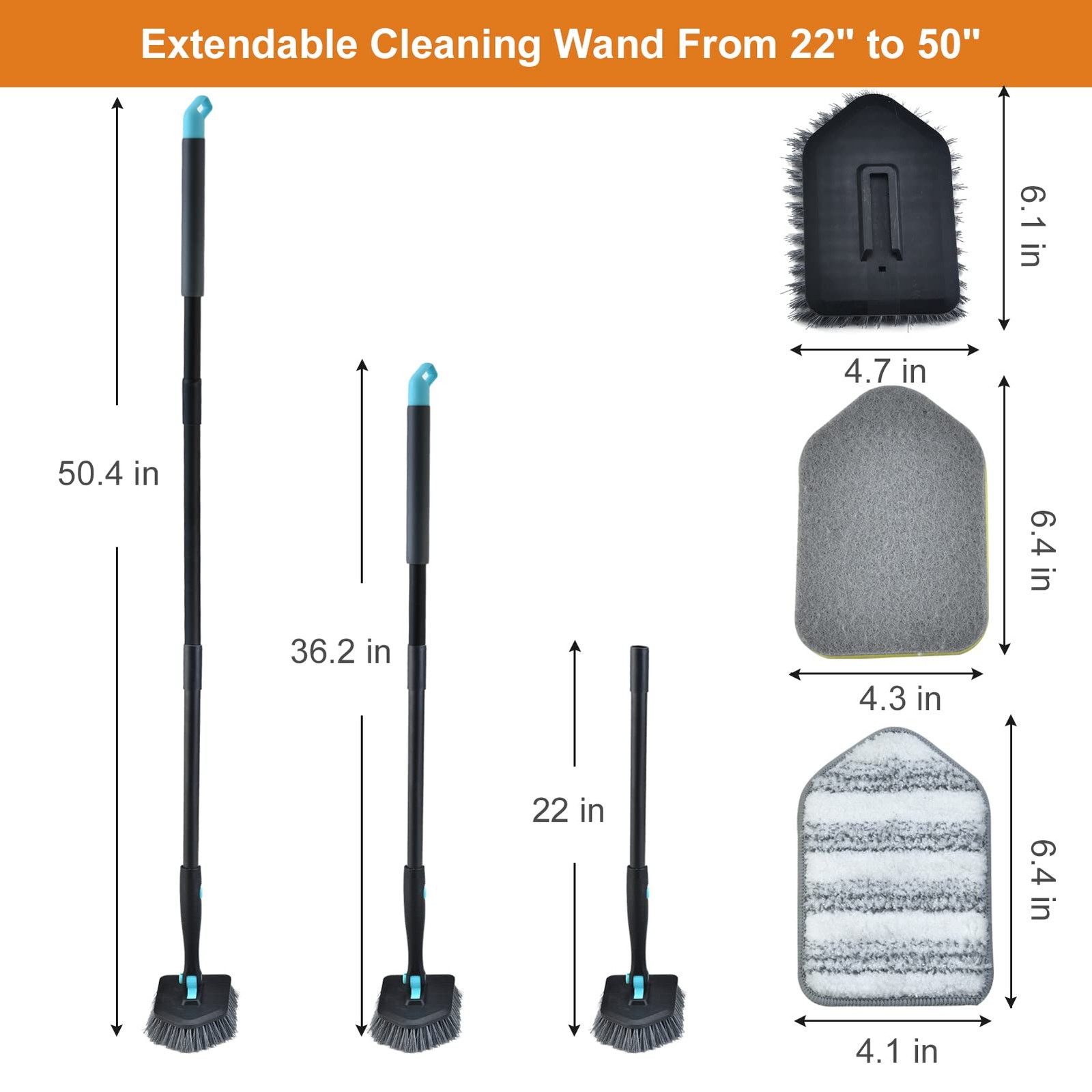 Shower Cleaning Brush With Long Handle 3 In 1 Tub And Tile Scrubber Brush With 5