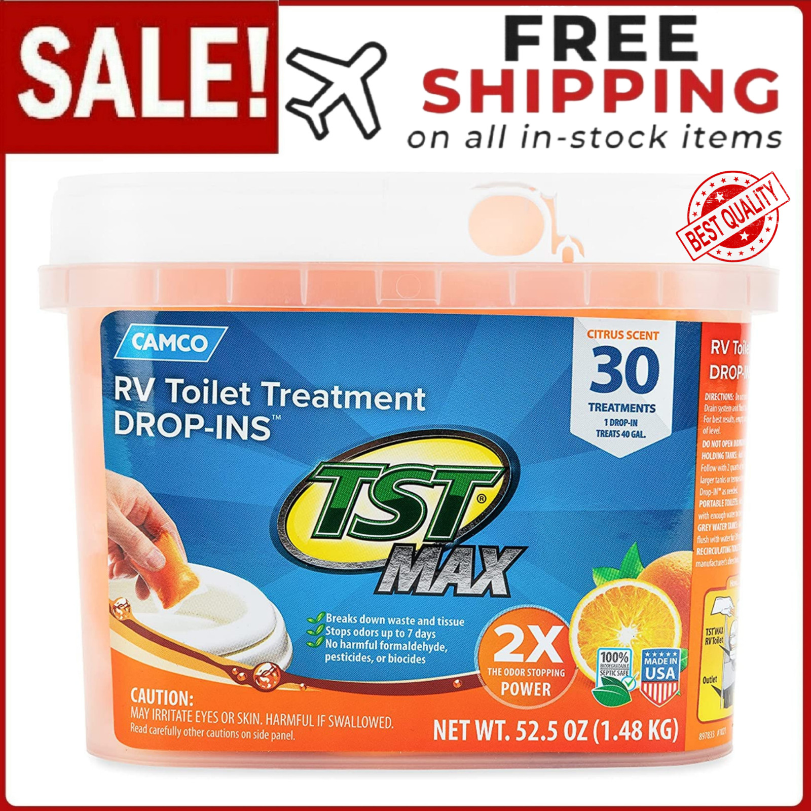 Camper RV Marine Toilet Treatment Drop In Odor Eliminator For Septic Tank 30 PCS