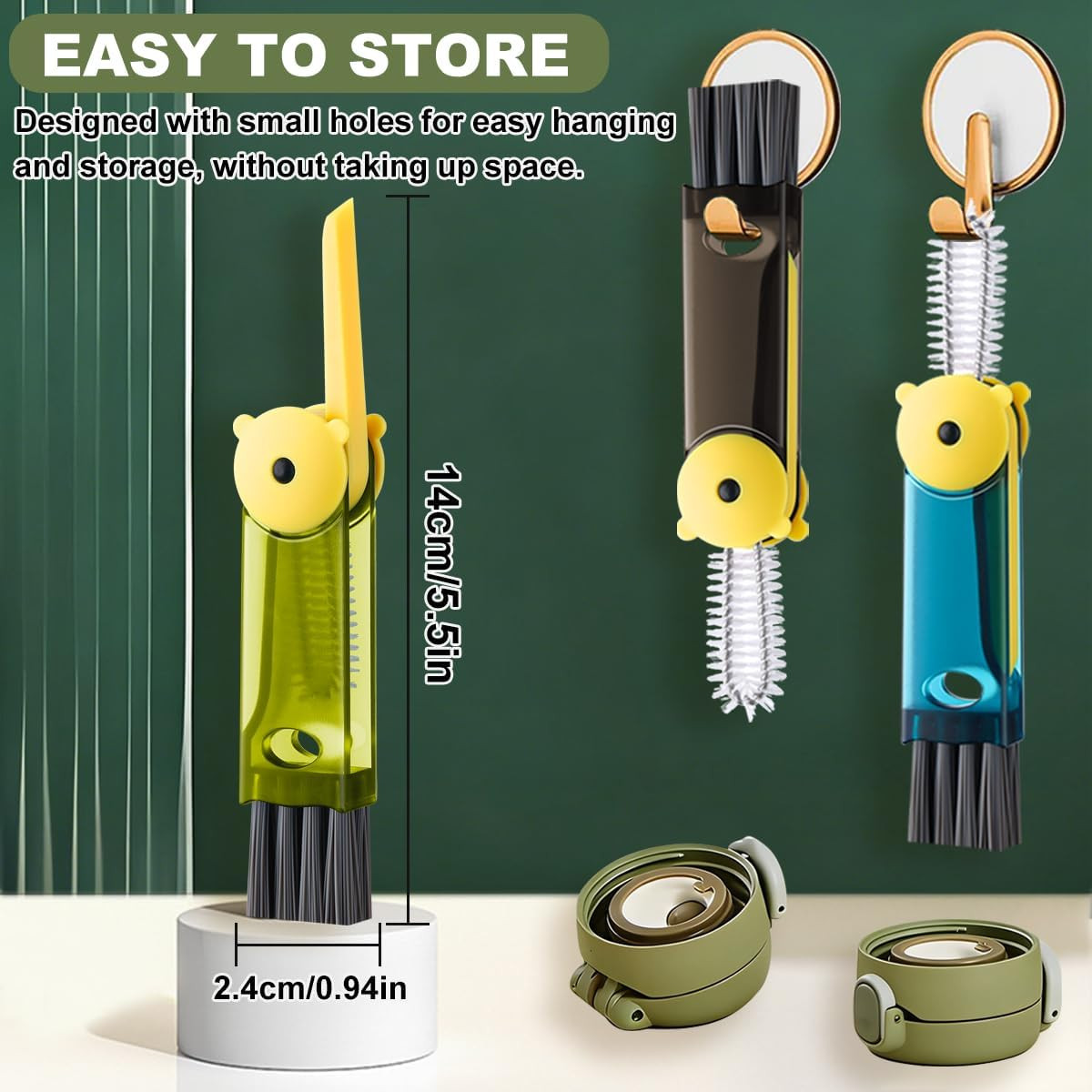 3 in 1 Cup Lid Cleaning Brush, Portable Cup Cleaner Brush, New Water Bottle Lid