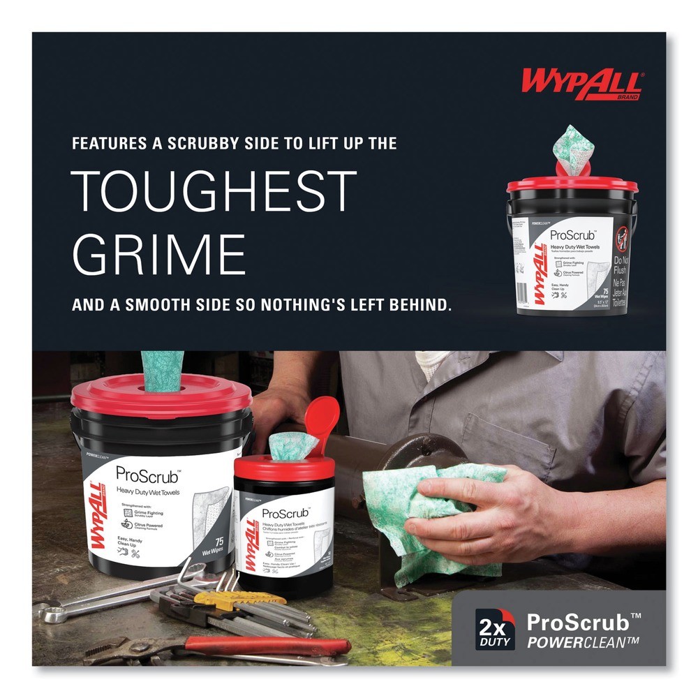 WypAll 91371CT 9.5″ x 12″ Pre-Saturated Wipes – Citrus Scent/Green (6/CT) New