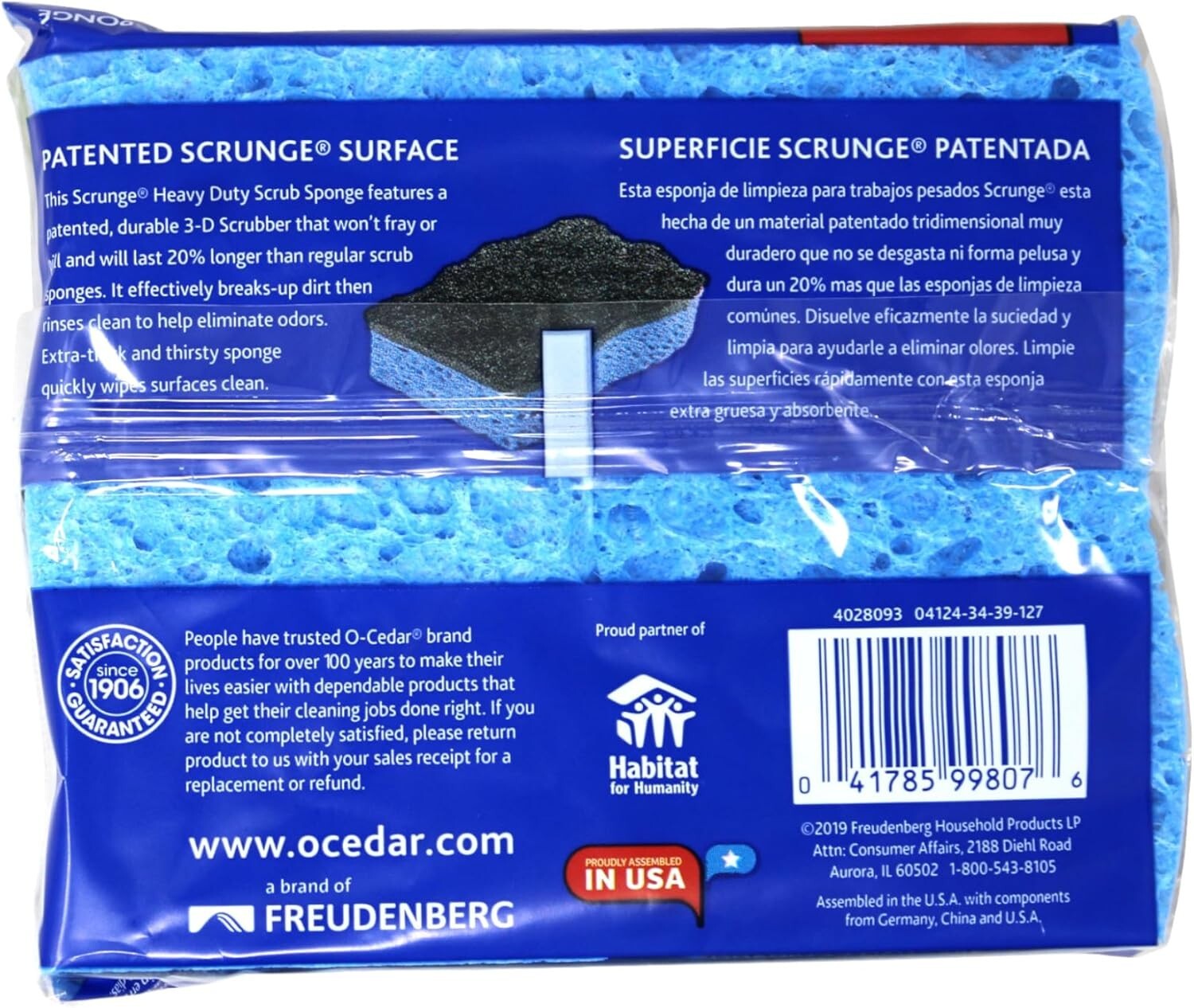 O Cedar Scrunge Scrubber Sponge Heavy Duty No Scratch – 6 Ct – Pack of 3