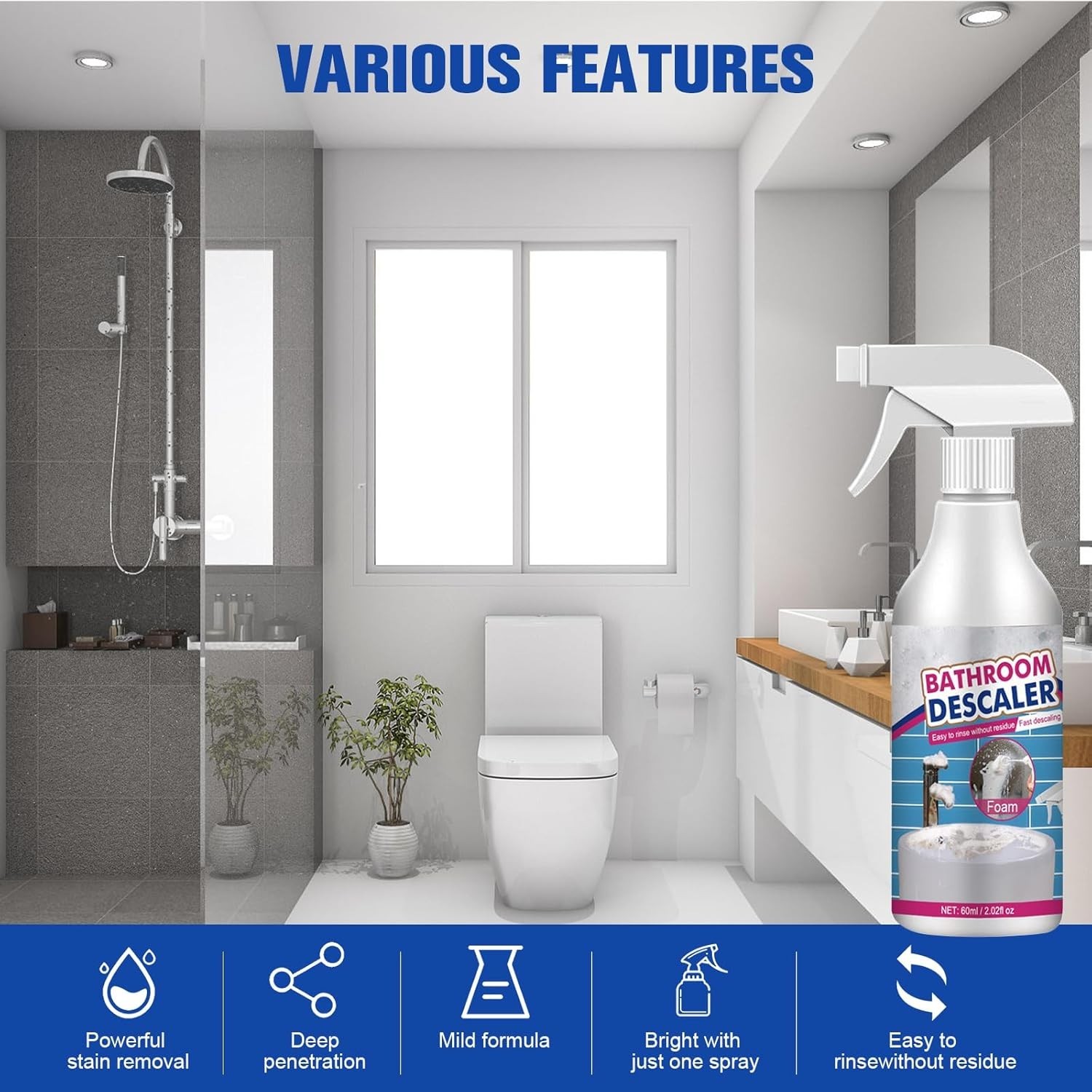 Bathroom Foam Cleaner Spray – 2 PCS Set