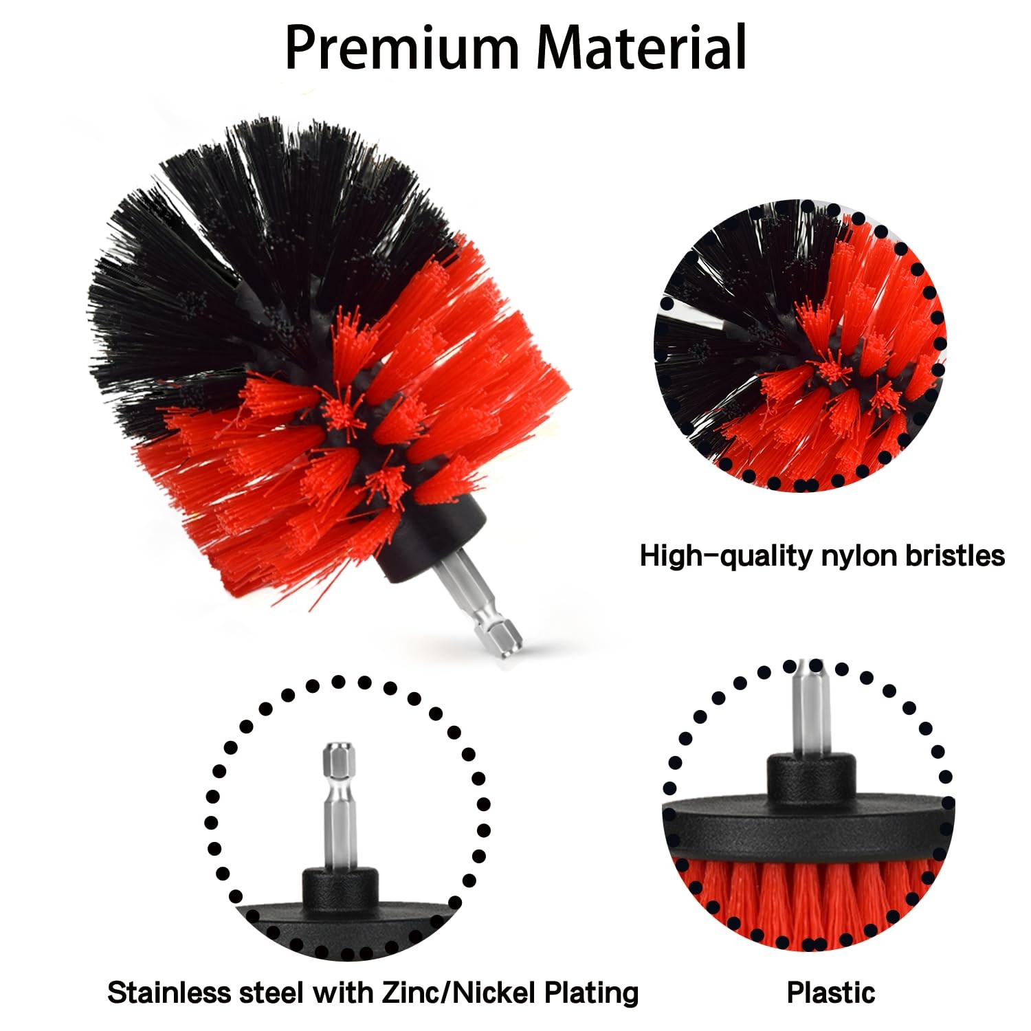Drill Brush Attachment Set, 7 Pack 1/4in Power Scrubber Brush + Extend Long R