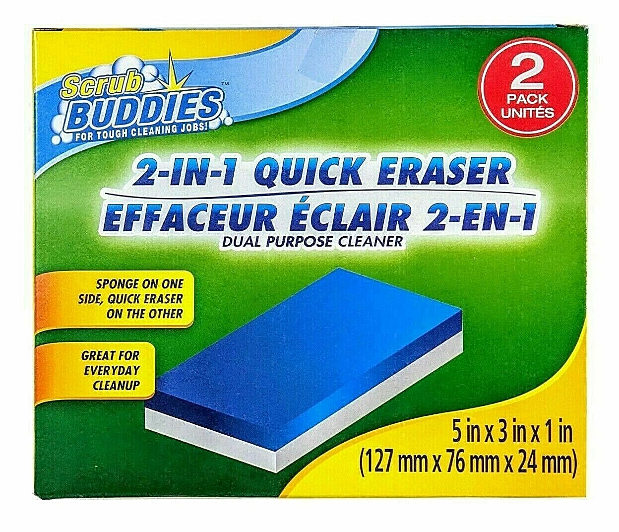( LOT 2 ) Scrub Buddies, 2 in 1 Quick Eraser Sponge & Eraser 2-pk/Box NEW SEALED