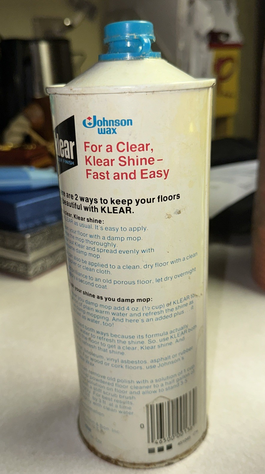 Vintage Klear Floor Finish Sc Johnson Wax 27 Oz Can 3/4 Full 1979