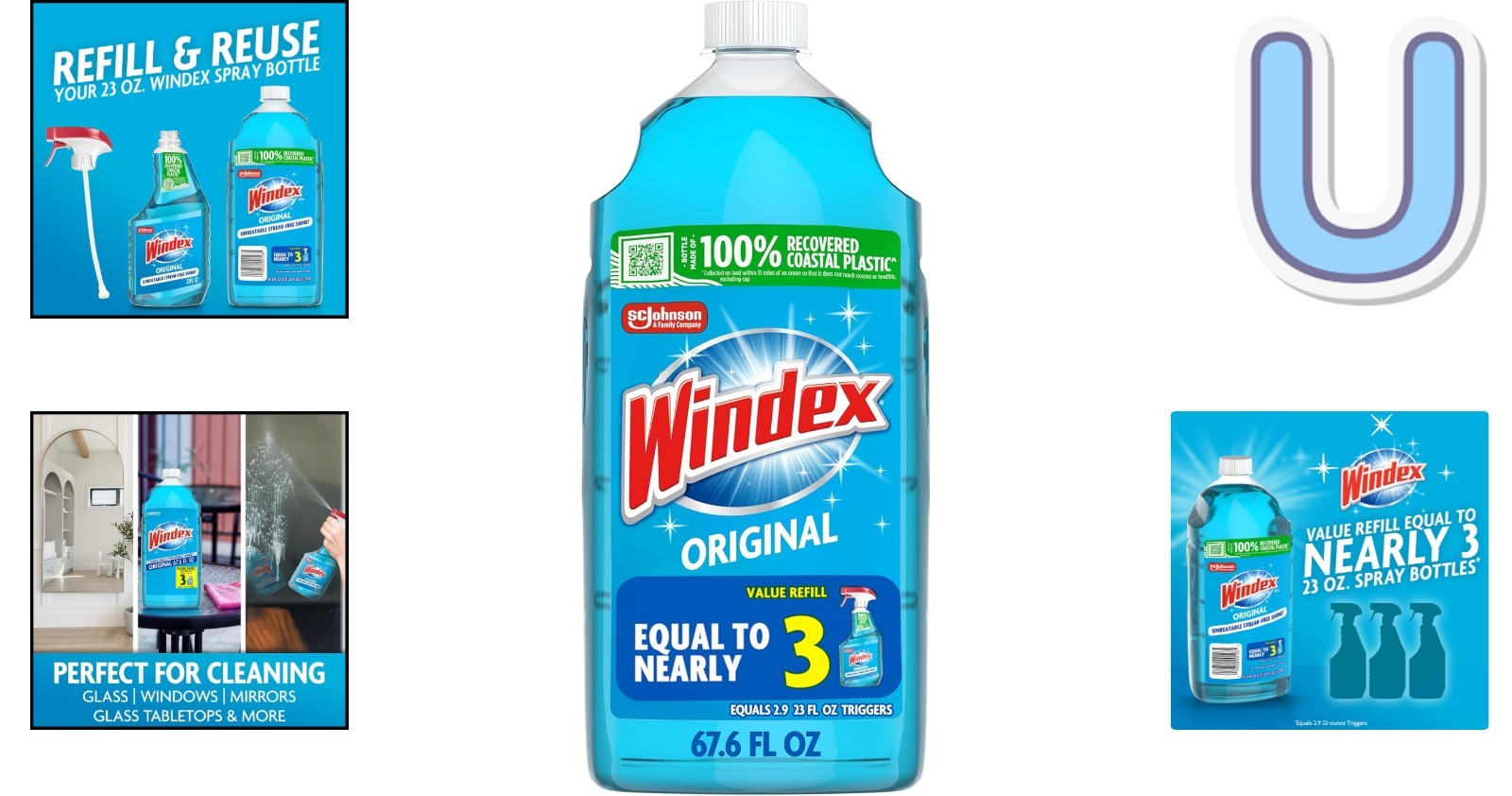 Eco-Conscious Windex 2L Window Cleaner – Made from Recycled Coastal Plastic