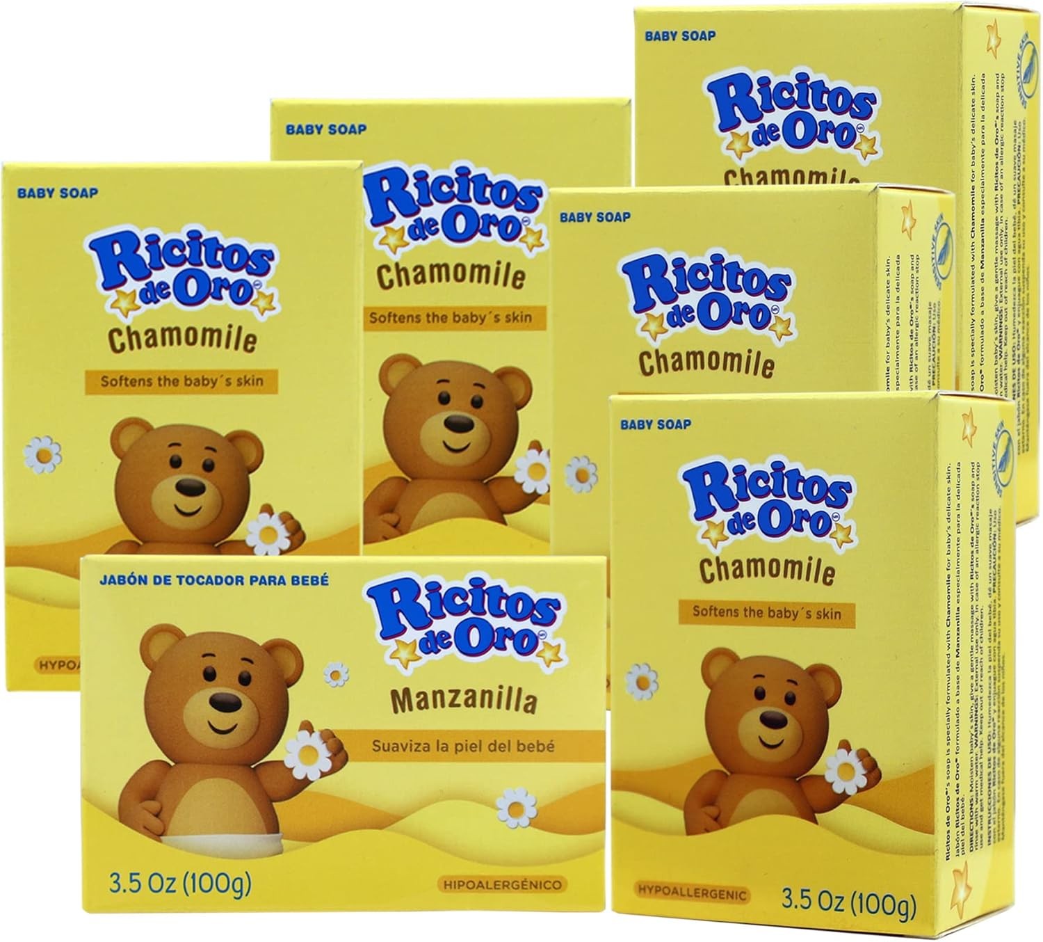 Baby Cleansing Bar Soap with Extract Calming Effect, Chamomile, 6-Pack of 3.5 Oz