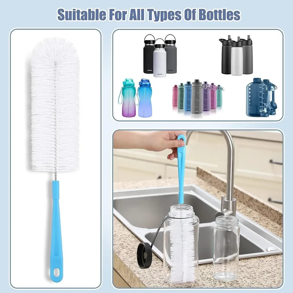 Bottle Cleaning Brush Set Long Handle Silicone Brushes Jug Thermos Flask Cleaner