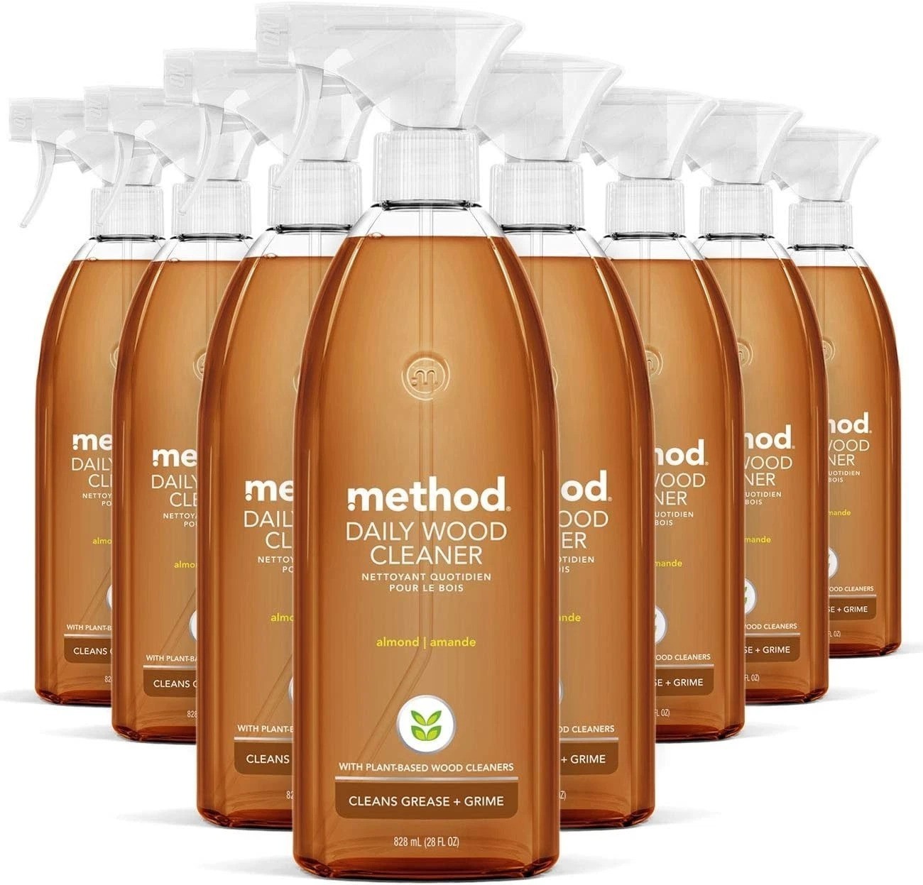 Eco-Friendly Method Almond Wood Cleaner 8x28oz Biodegradable & Recycled Bottle