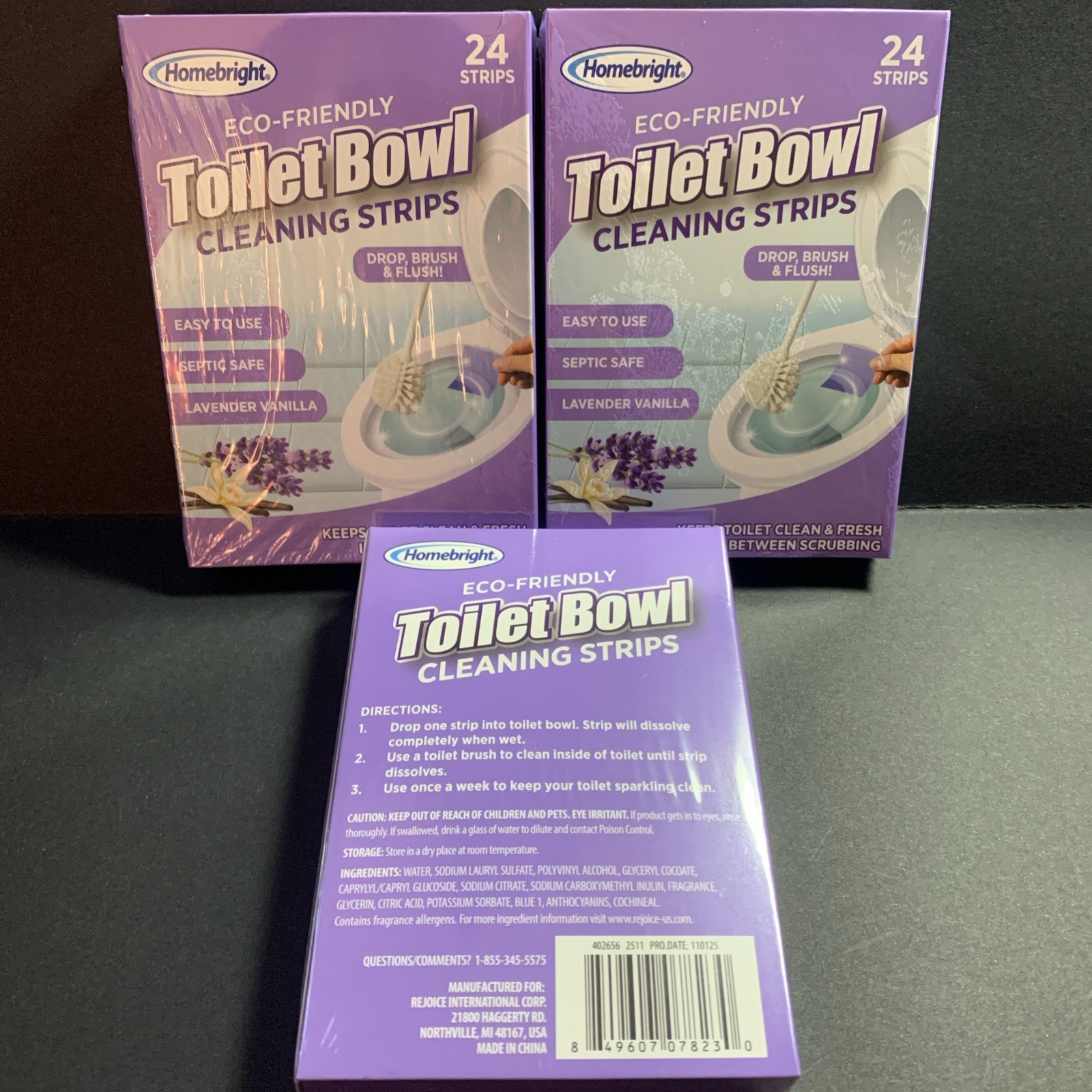 3 x HomeBright Eco-friendly Lavendar Toilet Bowl Cleaning Strips 24 per box