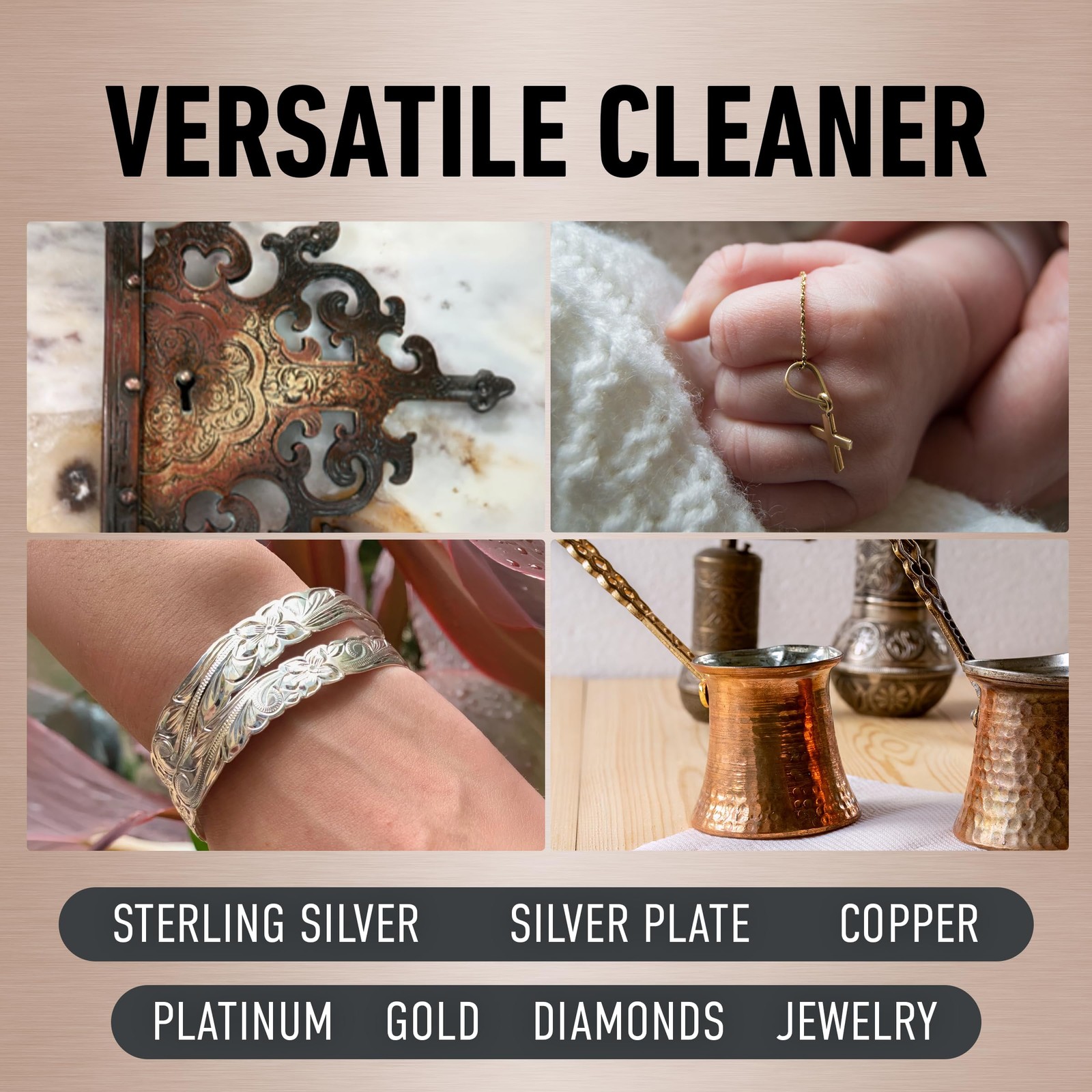 Tarnish Remover, 12 oz. Bottle, Platinum, Copper, Gold, Diamond, Silver Plate, a