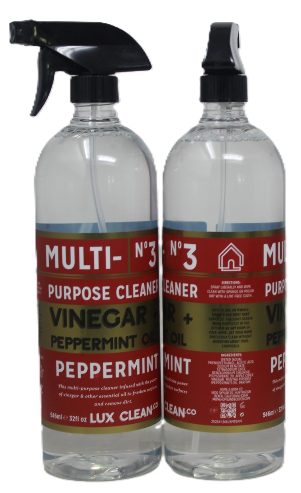 x2 Lux Multi Purpose Cleaner Cleanser Vinegar Peppermint Oil No 3 Co Brand New