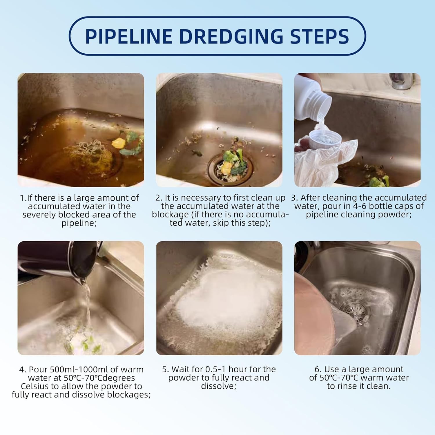 Sink Drain Cleaner, Pipeline Dredging Agent, Unclog Shower Drain, Pipe (2-Pack)