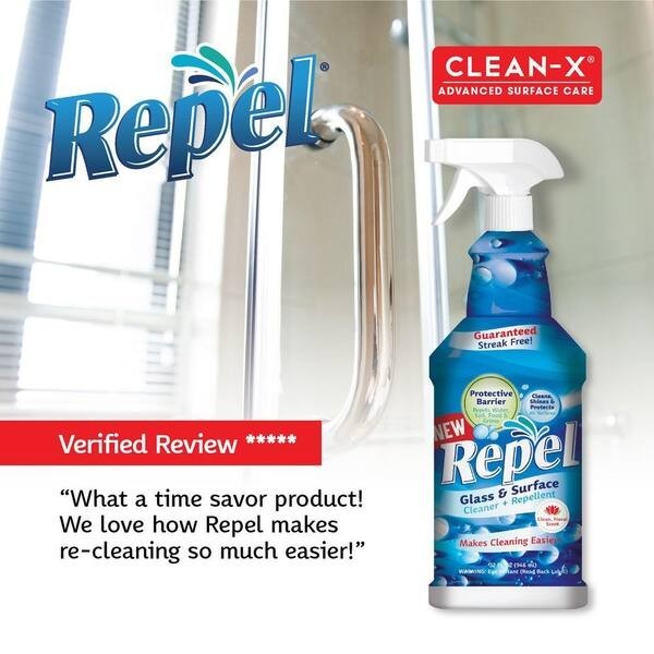 Clean-X 32 oz. Repel Glass and Surface Cleaner Repels smudges stains grime spots
