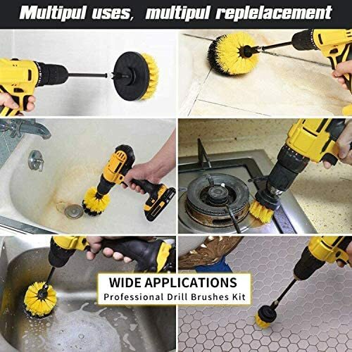 24 Pieces Drill Brush Attachment Set Power Scrubber Cleaning Kit Electric Scrubb