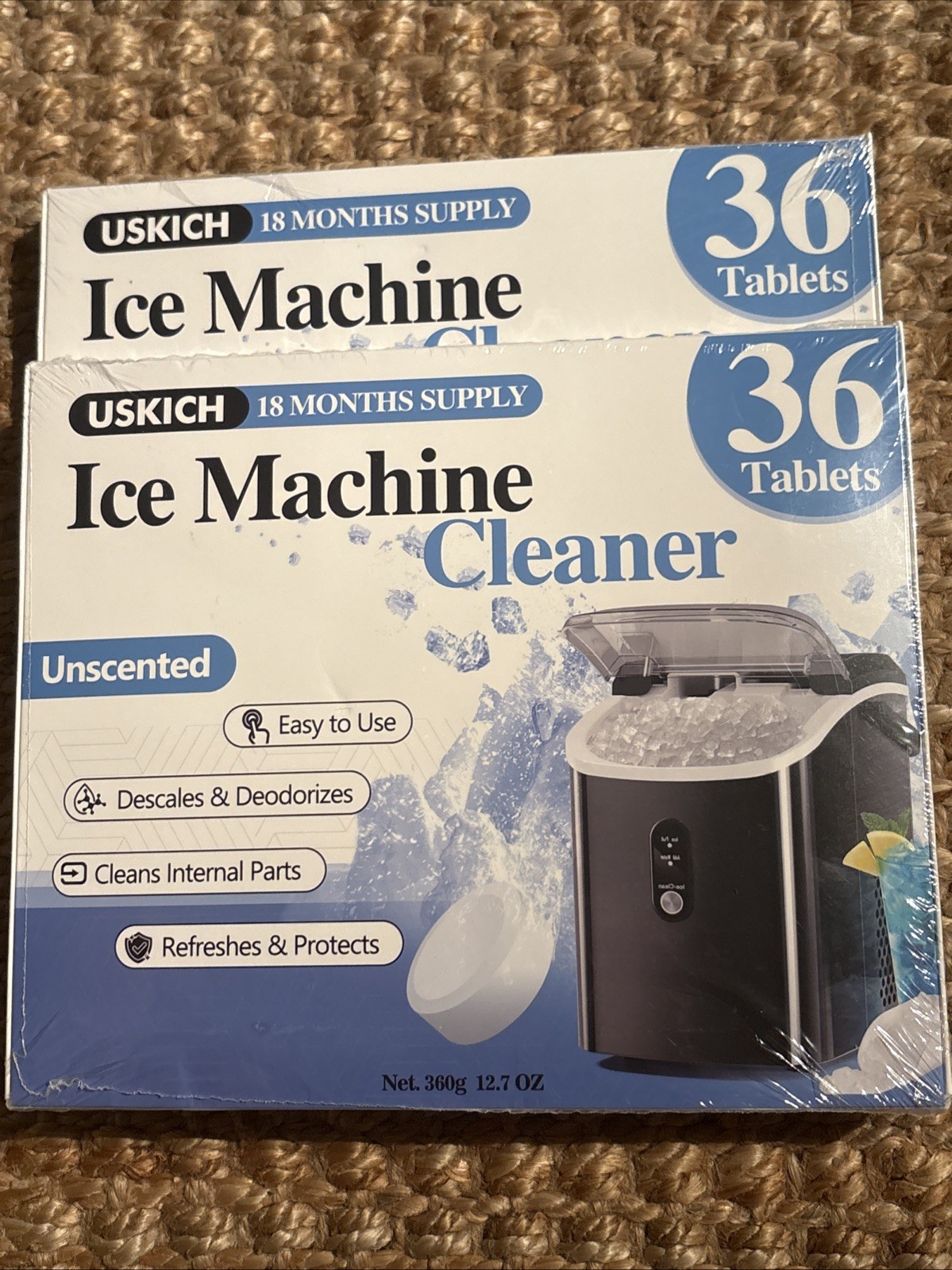 Uskich Ice Machine Cleaner 72 Tablets Descales & Deodorizes 36 Months Supply.