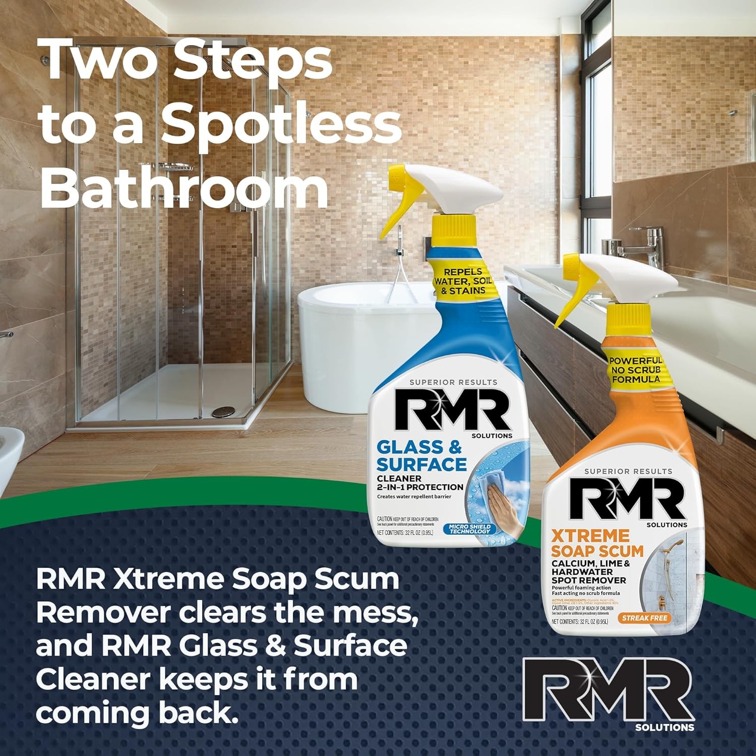 RMR Shower Shield Glass Cleaner Repellent Power Pack Surface Cleaner Kit