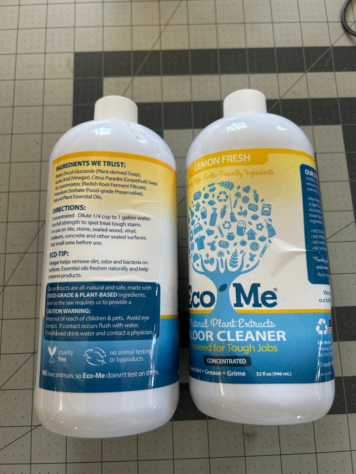 2-pack lot Eco-Me 32oz Floor Cleaner Lemon Fresh Natural Plant Based concentrate
