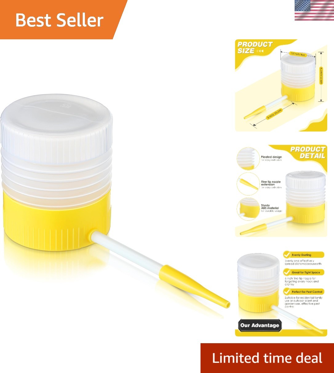 Ergonomic Diatomaceous Earth Duster for Evenly Distributed Pest Control Dusting