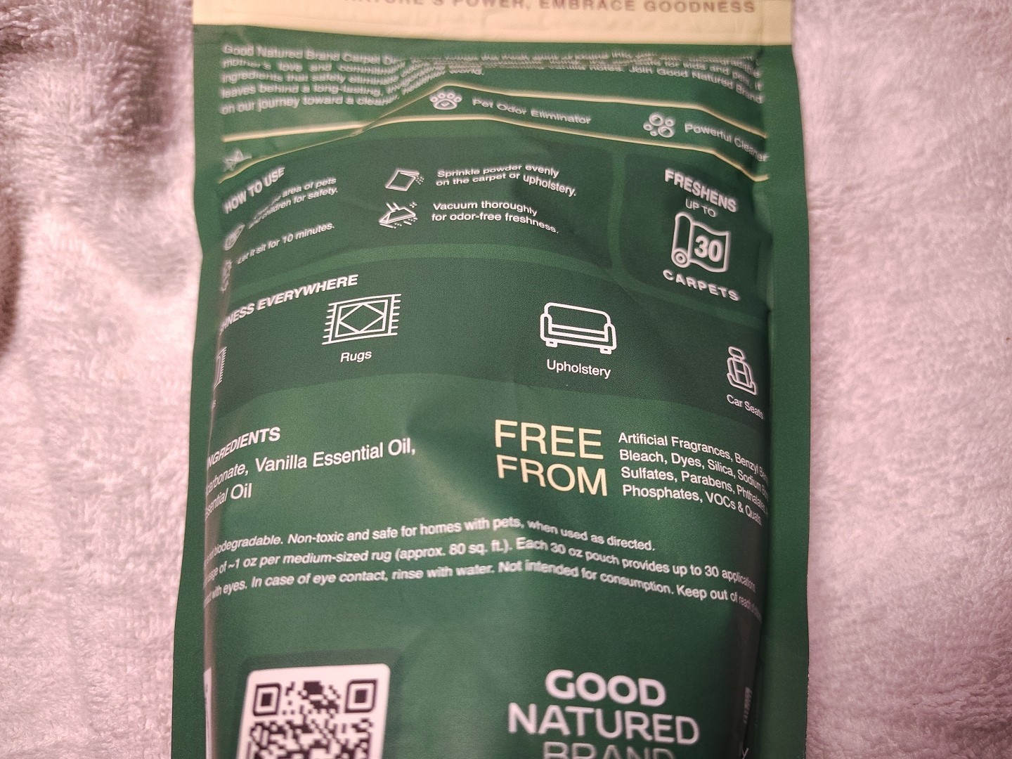 Good Natured Brand Carpet Deodorizer Vanilla Cream 31 Oz Non-toxic Pet Safe