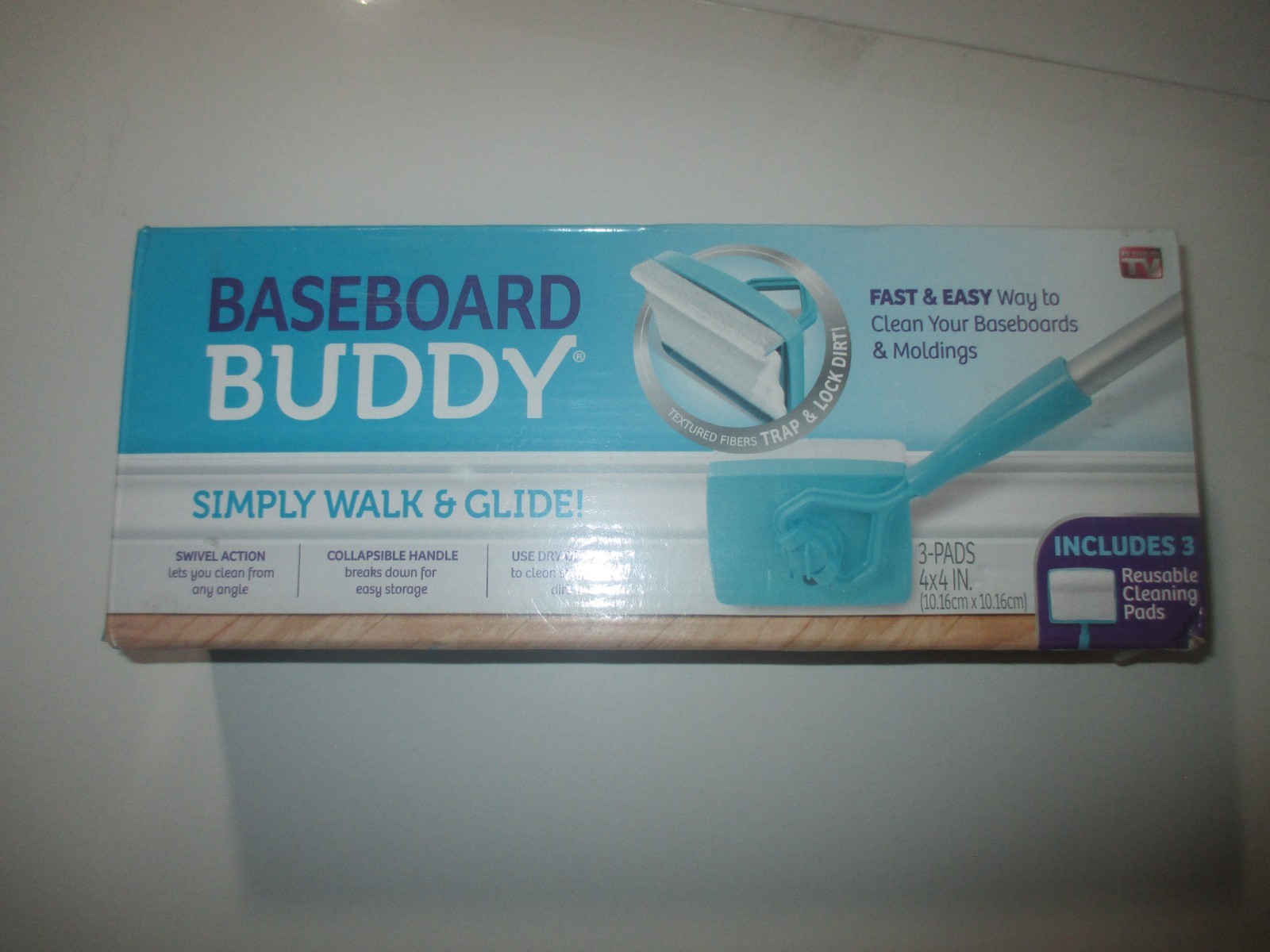 NIB Baseboard Buddy | Lightweight Home Cleaning Buddy, 4 Ft Handle Wet or dry