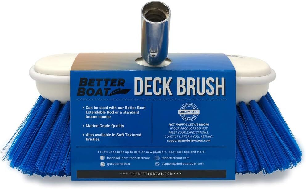 Better Boat Deck Brush Soft Bristle 8″ Head Scrub Cleaning + Bumper 3/4″ Thread