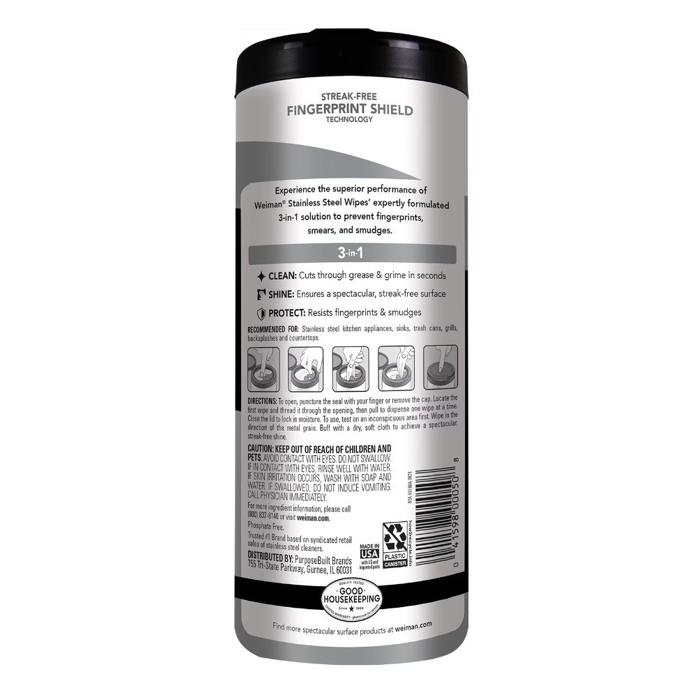 Stainless Steel Appliance Cleaning Wipes Streak Free Shine 30 Count 2 Pack