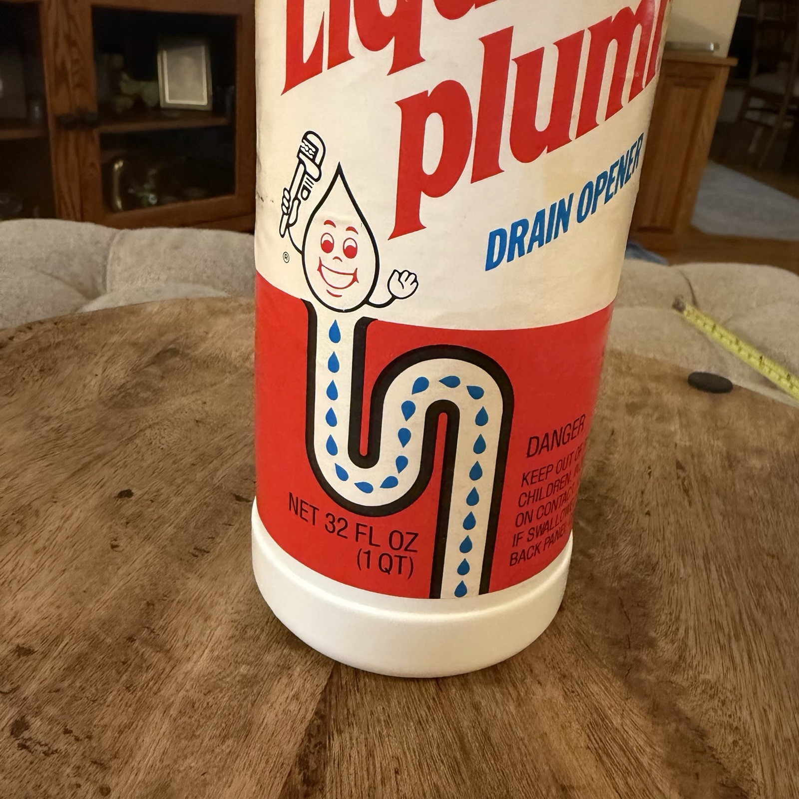 Vtg 1980s Liquid Plumr Drain Opener Cleaner 32 Oz Plastic Bottle Sealed