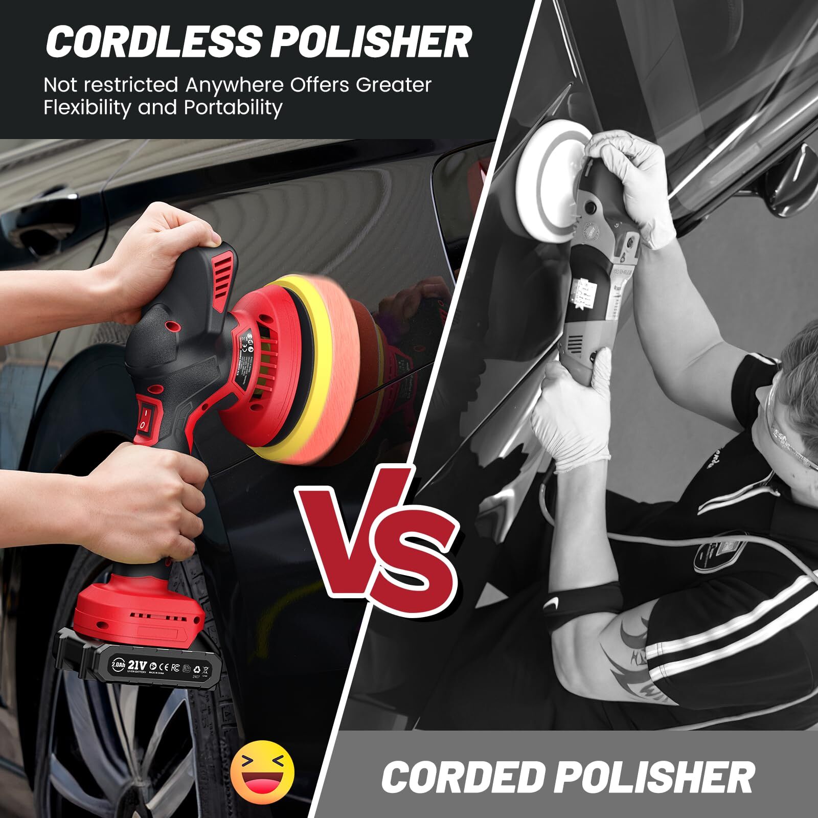 Cordless Car Buffer Polisher Kit W/ 2x2000mah 21v Batteries 6 Inch Car Buffer Wa