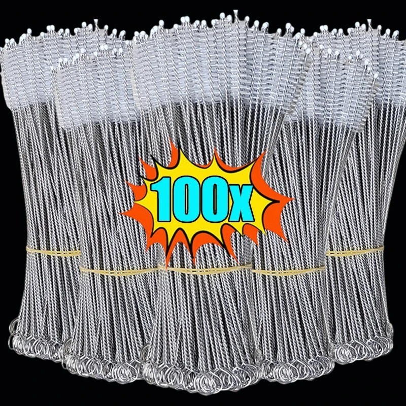 US Nylon Straw Brush Cleaner Bottle Tube Pipe Small Long Cleaning 100Set